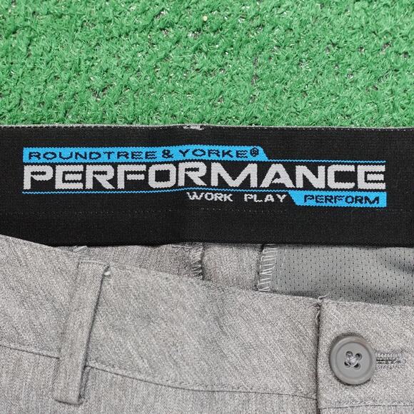 Roundtree & Yorke Performance Pants Mens 36x34 Gray Work Play Polyester - Picture 6 of 9